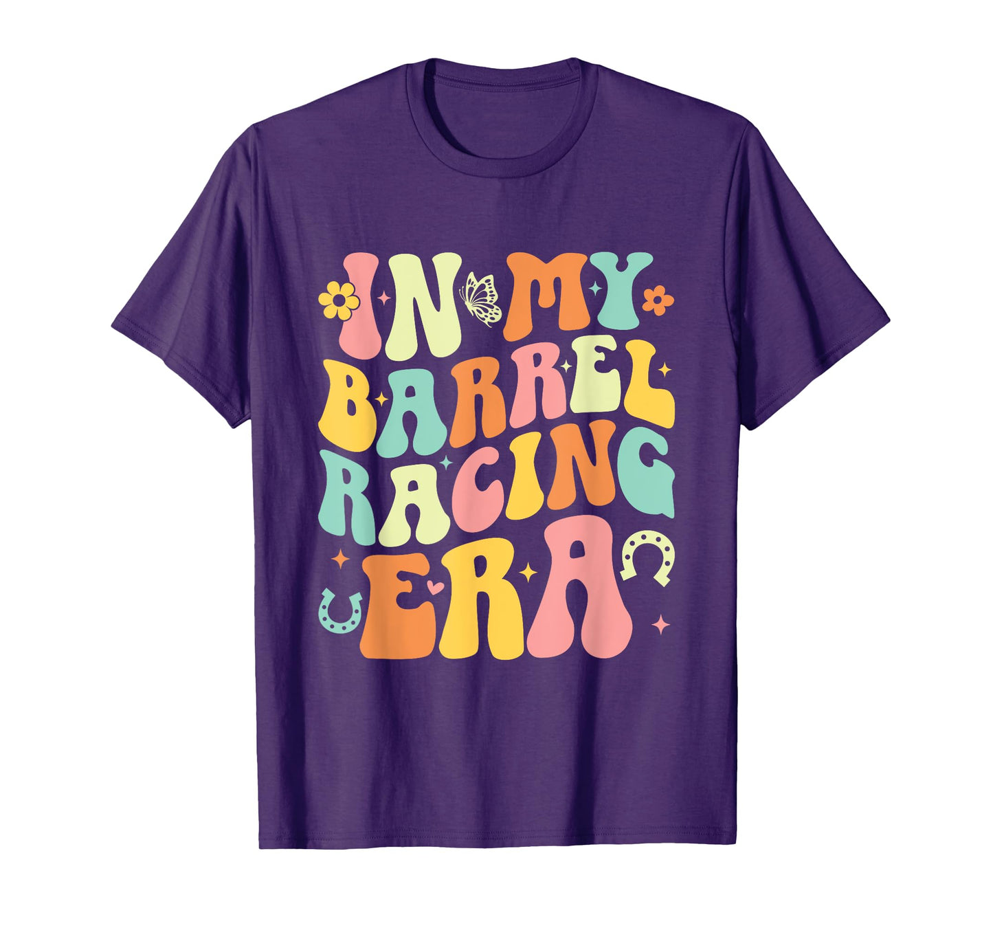 In My Barrel Racing Era Groovy Retro Cowgirl Barrel Racer T-Shirt