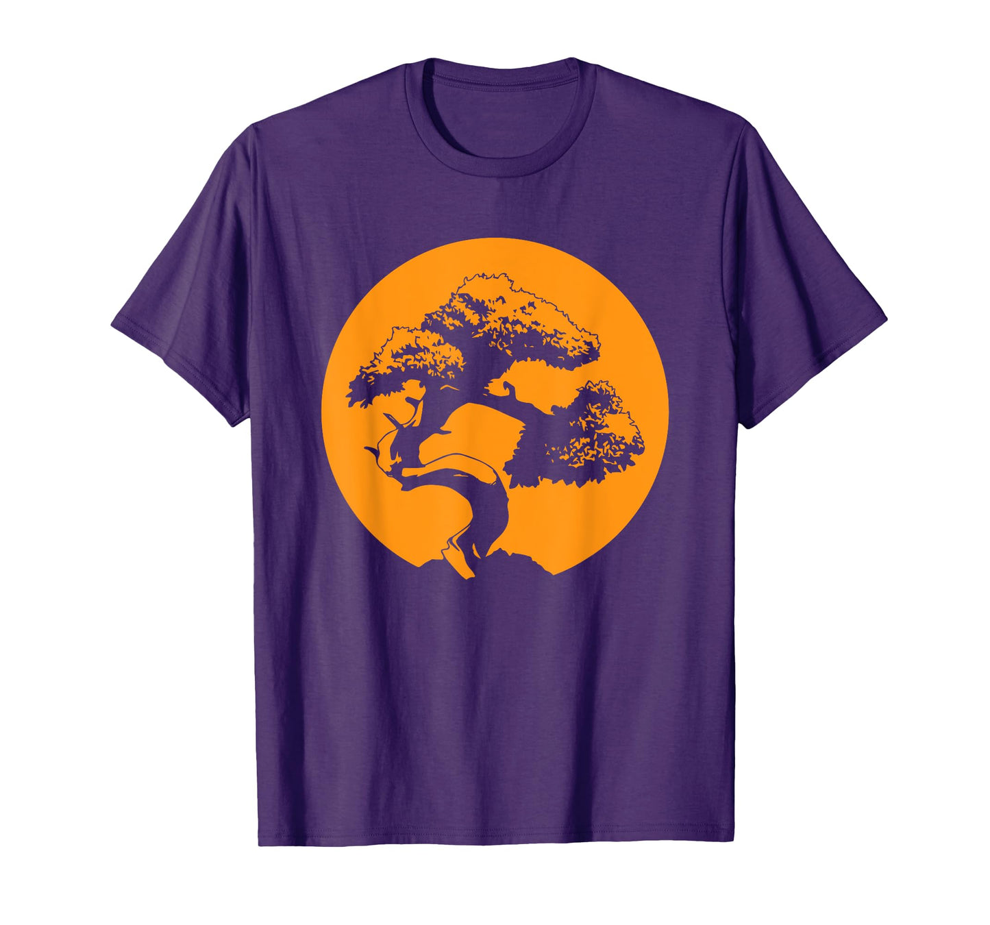 Japanese Bonsai Tree with Orange Sunset T-Shirt