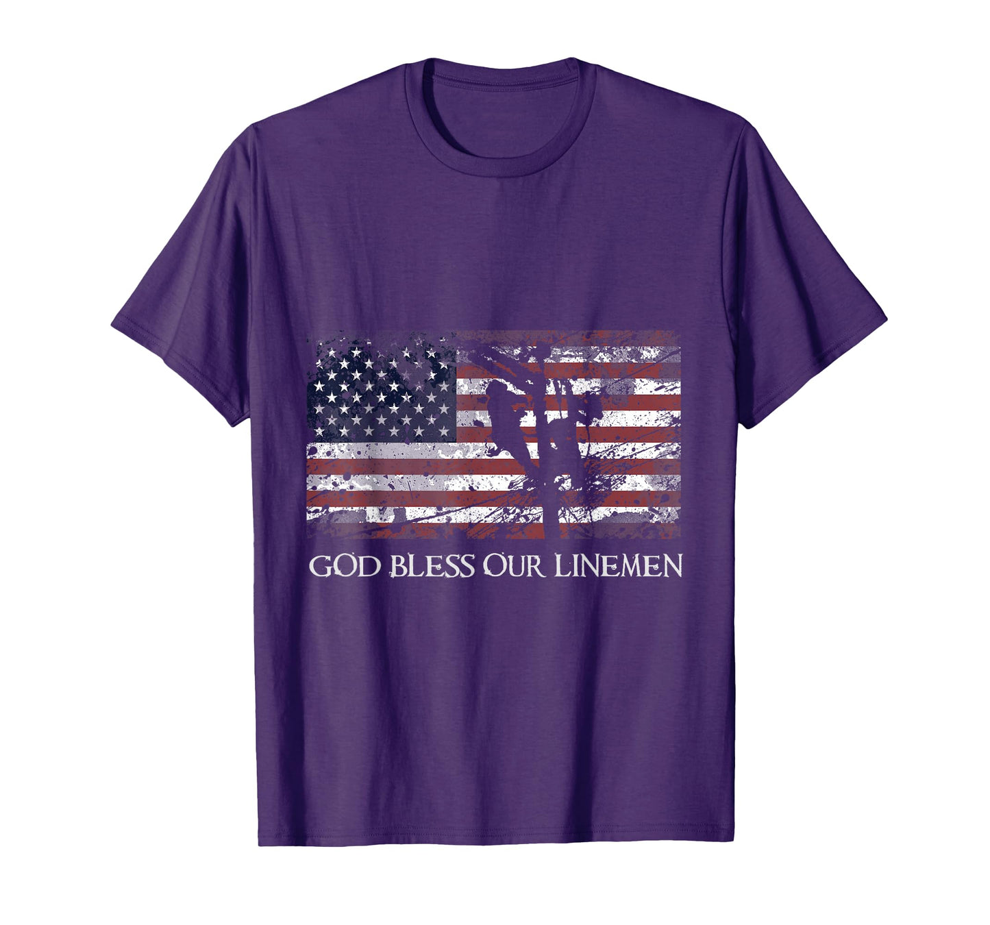 God Bless Our Linemen Cool American Lineman Flag T-Shirt