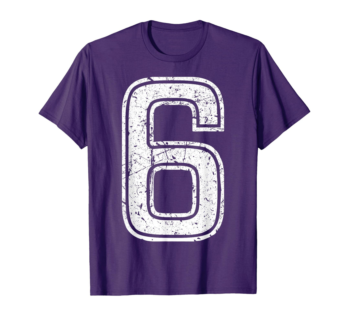 Vintage White Sports Team Number #6 T-Shirt