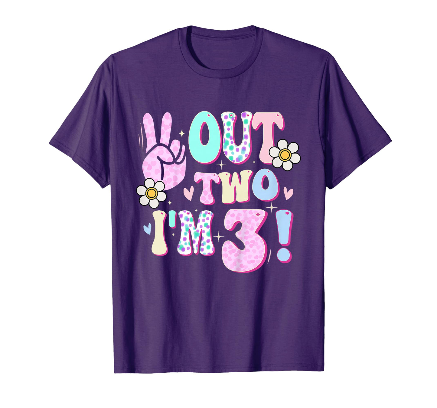 Kids Peace Out Two I'm 3 Three Year Old Girl 3rd Birthday T-Shirt