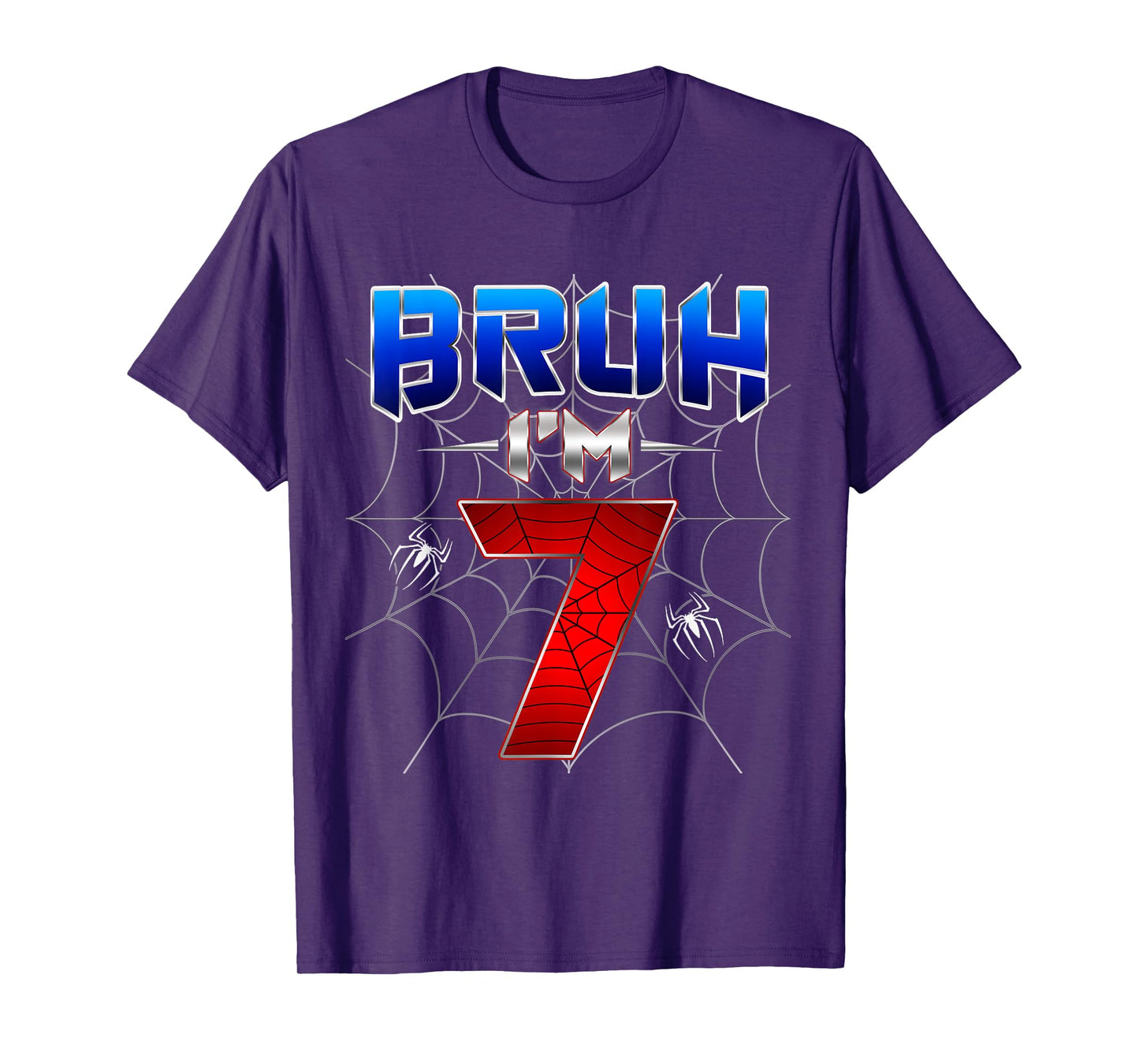 Bruh I'm 7 Year Old Birthday Spider Web Kid Boy 7th Birthday T-Shirt