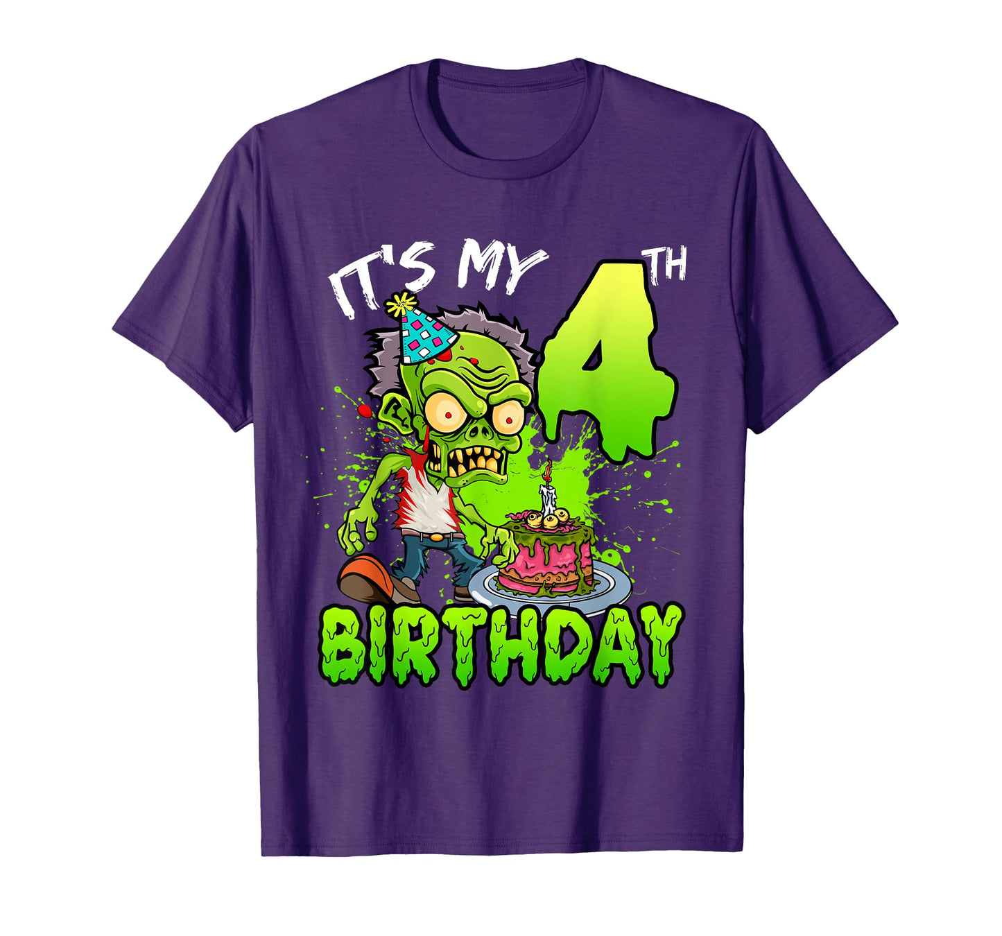 It's My 4th Birthday Zombie Lover 4 Year Old Boys Girls T-Shirt