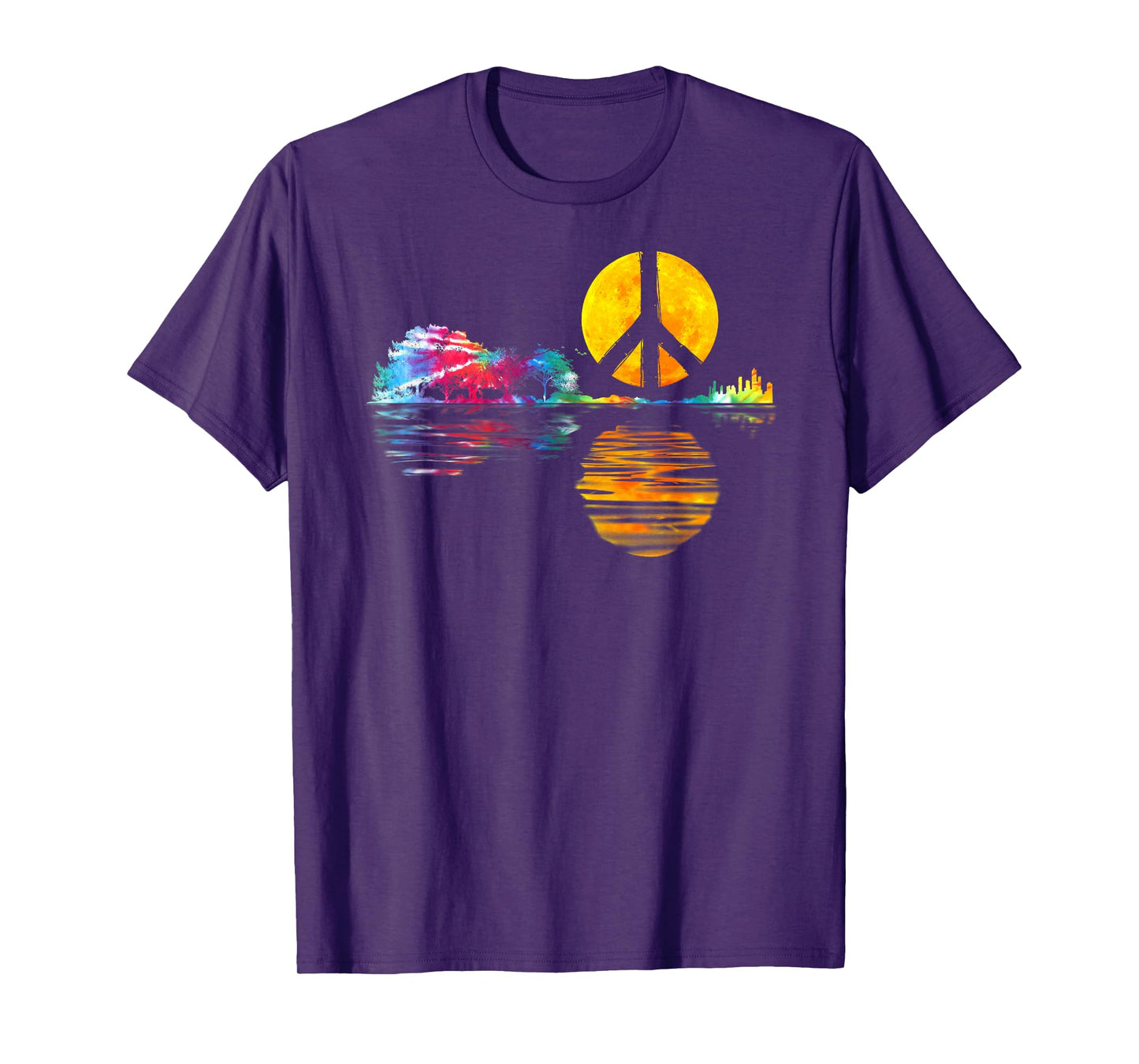 Hippie Guitar Moon I Guitarist Musician Peace Sign T-Shirt
