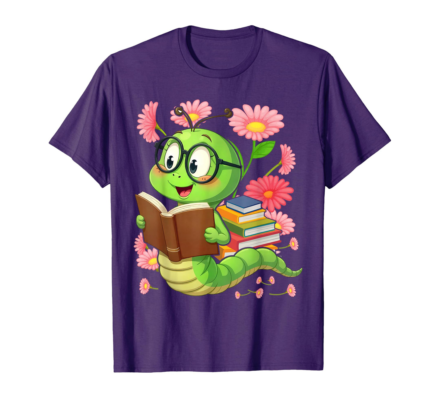 Book Worm Costume World Book Day Cute Kawaii Worm Reading T-Shirt