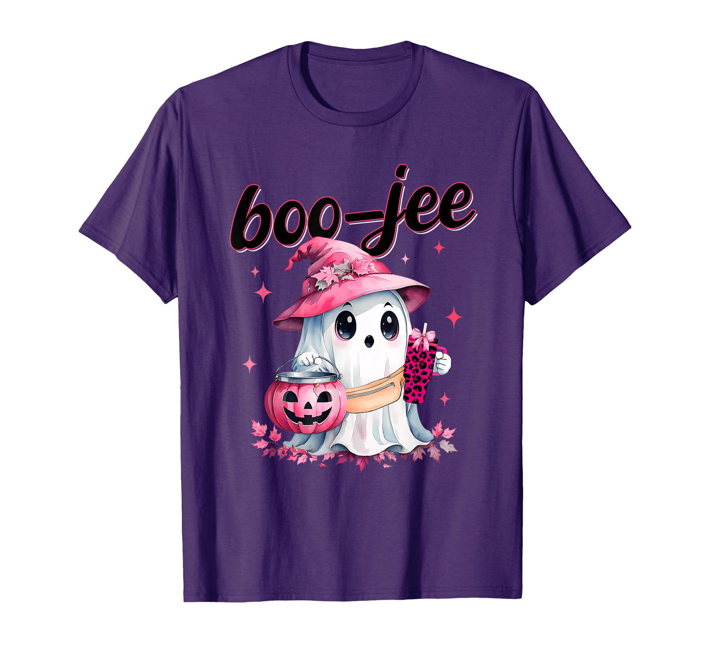 Boujee Boo Jee Spooky Ghost Pink Halloween Pumpkin Costumes T-Shirt