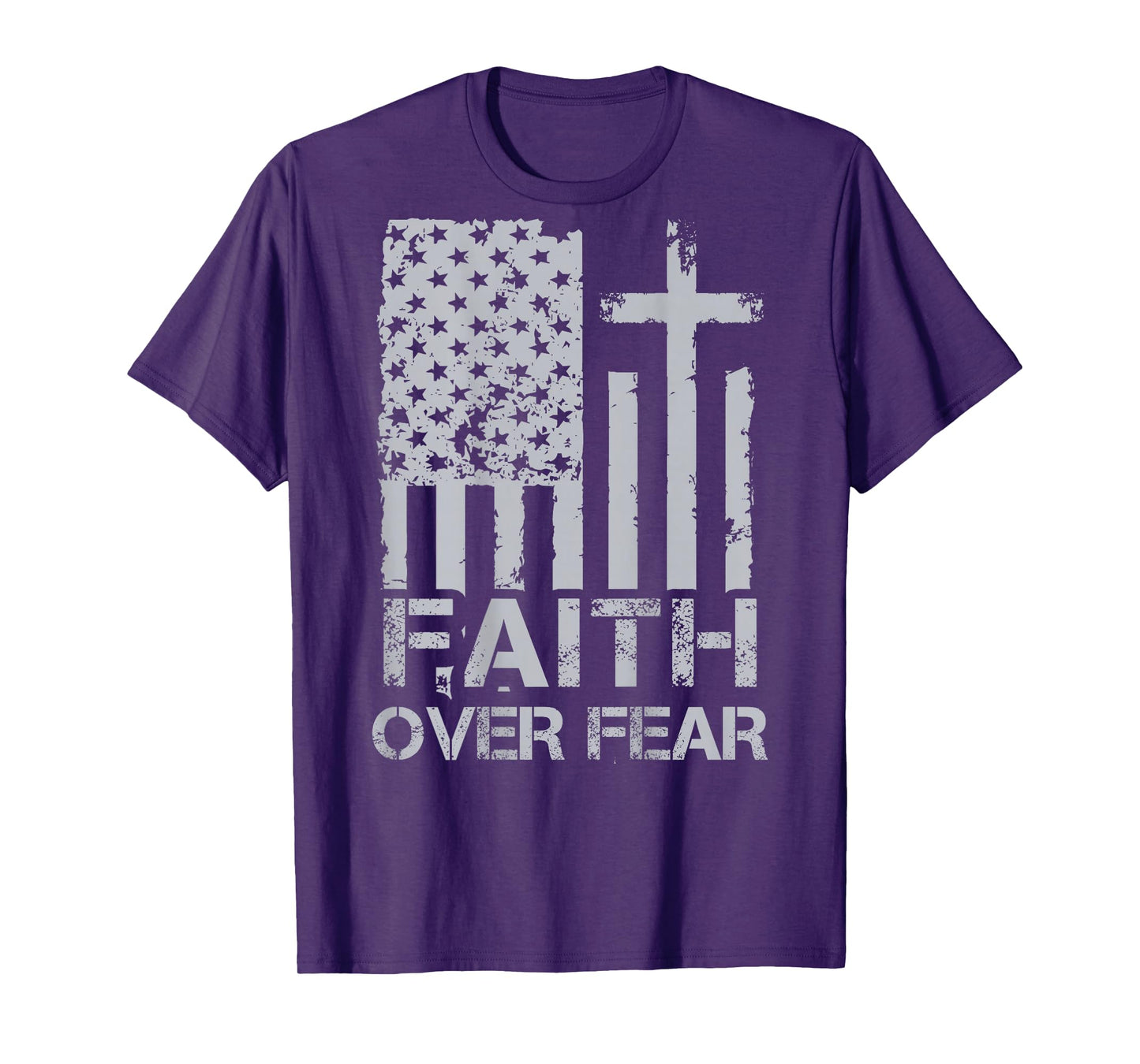 Men Christian Faith Over Fear US Flag 4th Of July (on back) T-Shirt