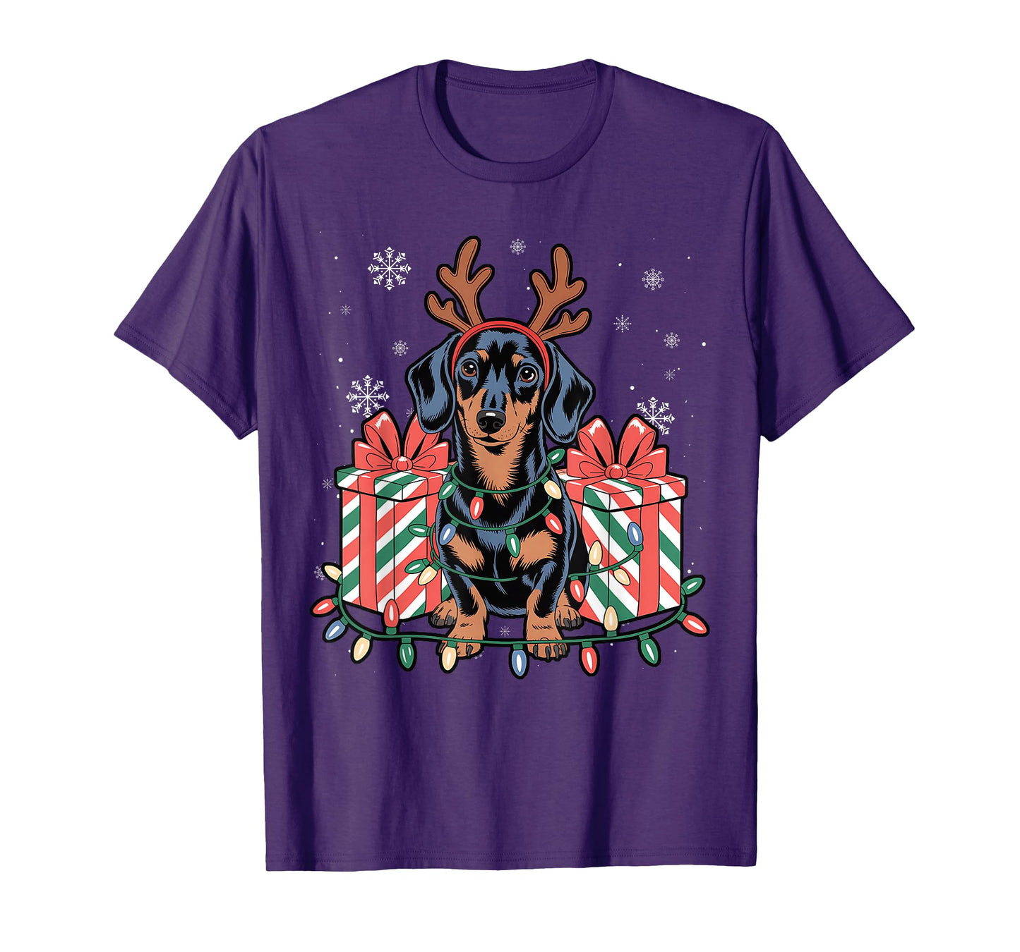 Cute Reindeer Dachshund Christmas for Women Men Dog Lover T-Shirt