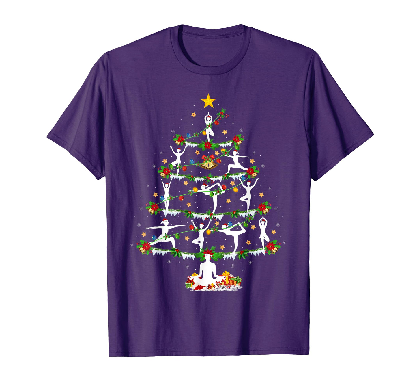 Yoga Lover Xmas Lighting Yoga Christmas Tree T-Shirt