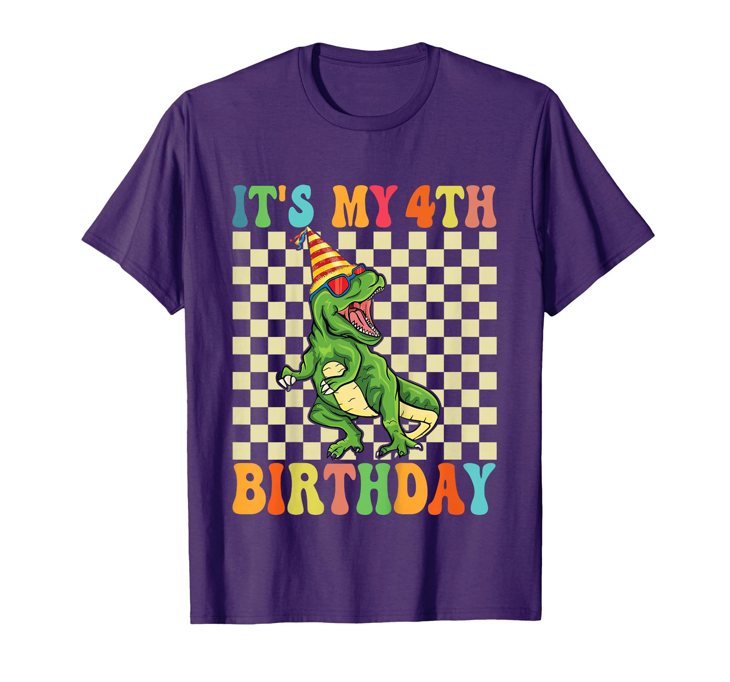 Kids 4 Year Old Gifts It's My 4th Birthday Boys Dinosaur T Rex T-Shirt