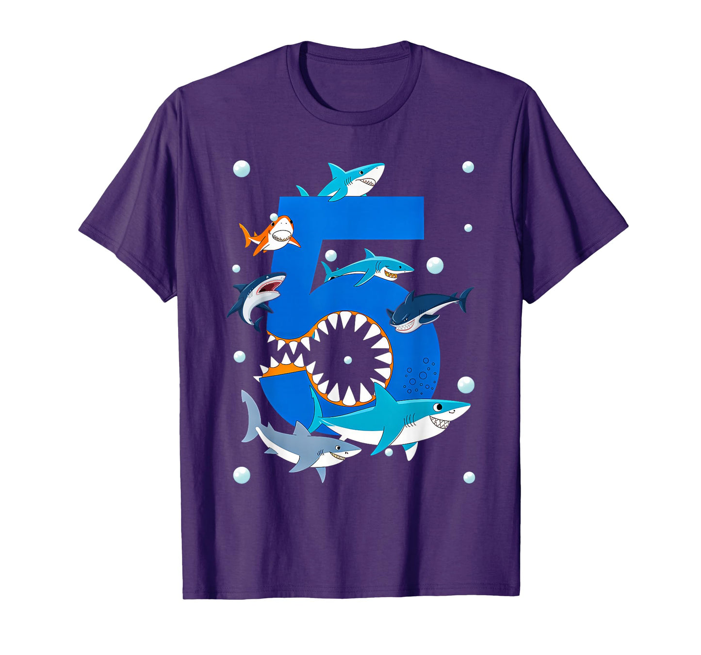 5th Birthday Boys Shark White Shark T-Shirt