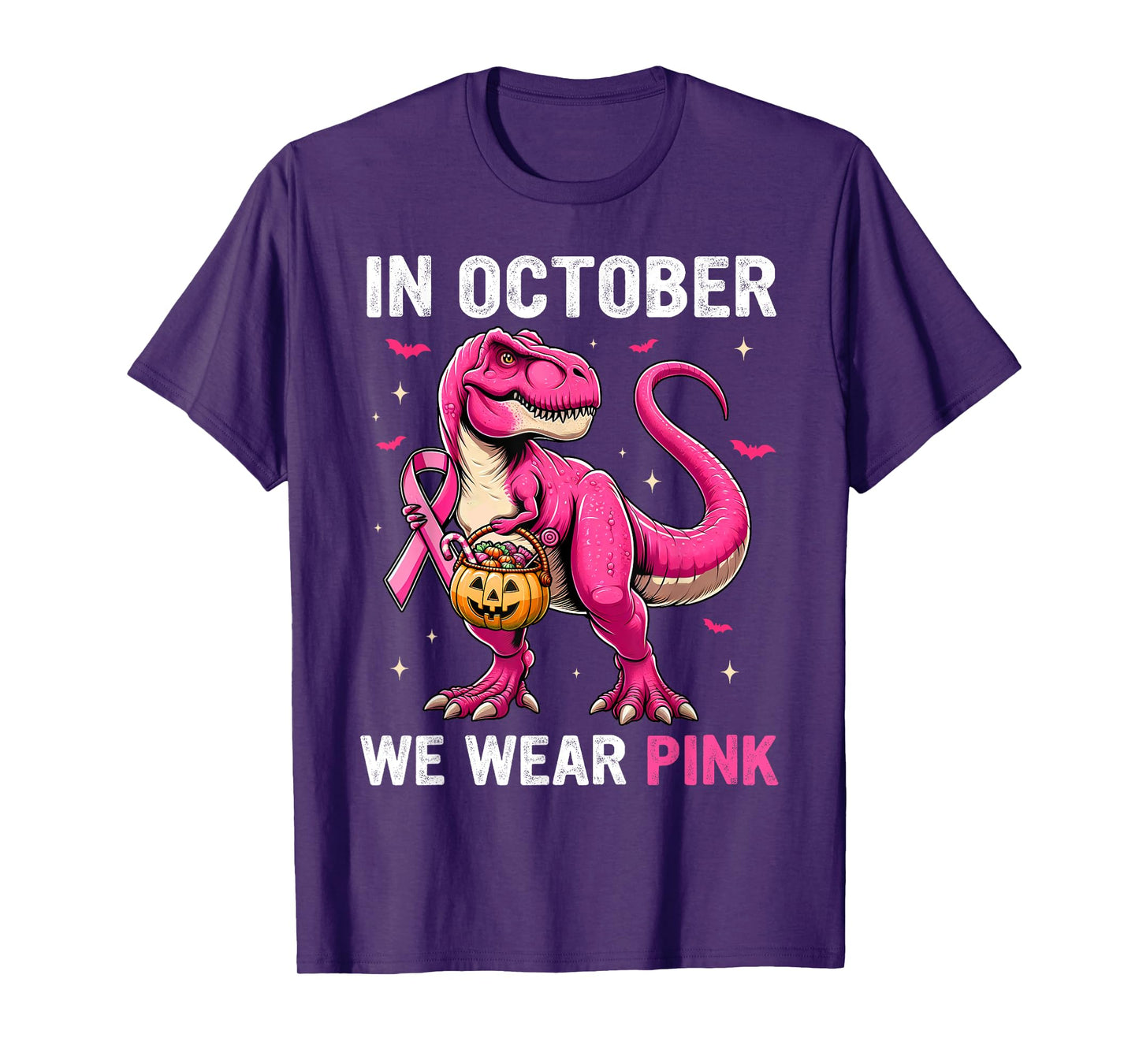 In October We Wear Pink Dinosaur Boys Kids Breast Cancer T-Shirt