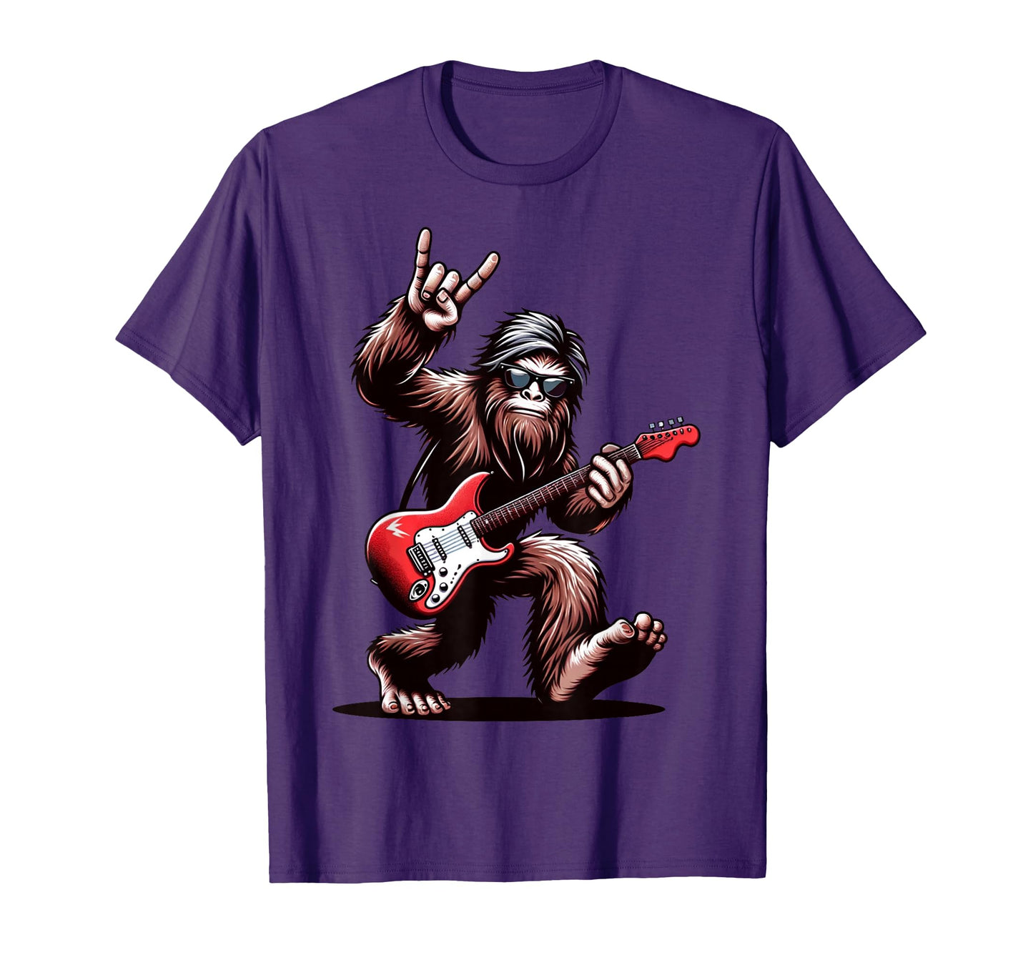 Bigfoot Rock On Sasquatch Rock And Roll Playing Guitar Music T-Shirt