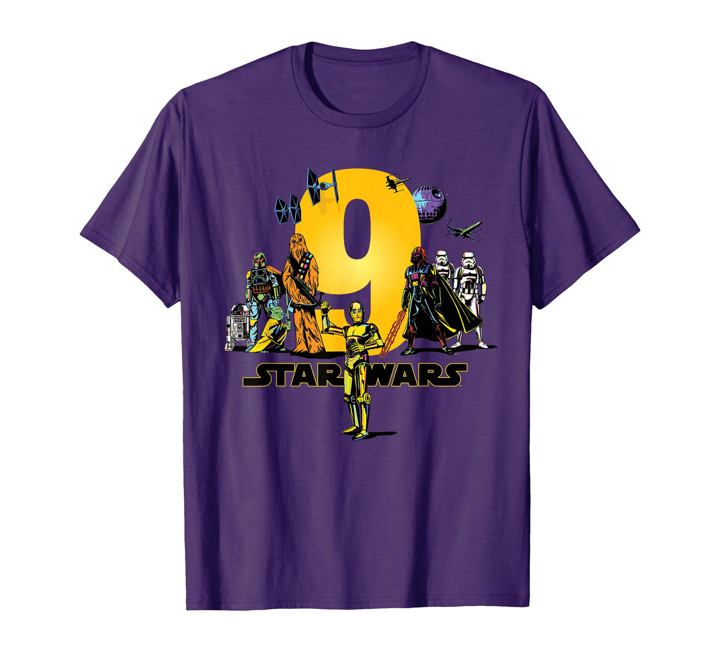 Star Wars Classic Characters Ninth Birthday 9 Years Old T-Shirt