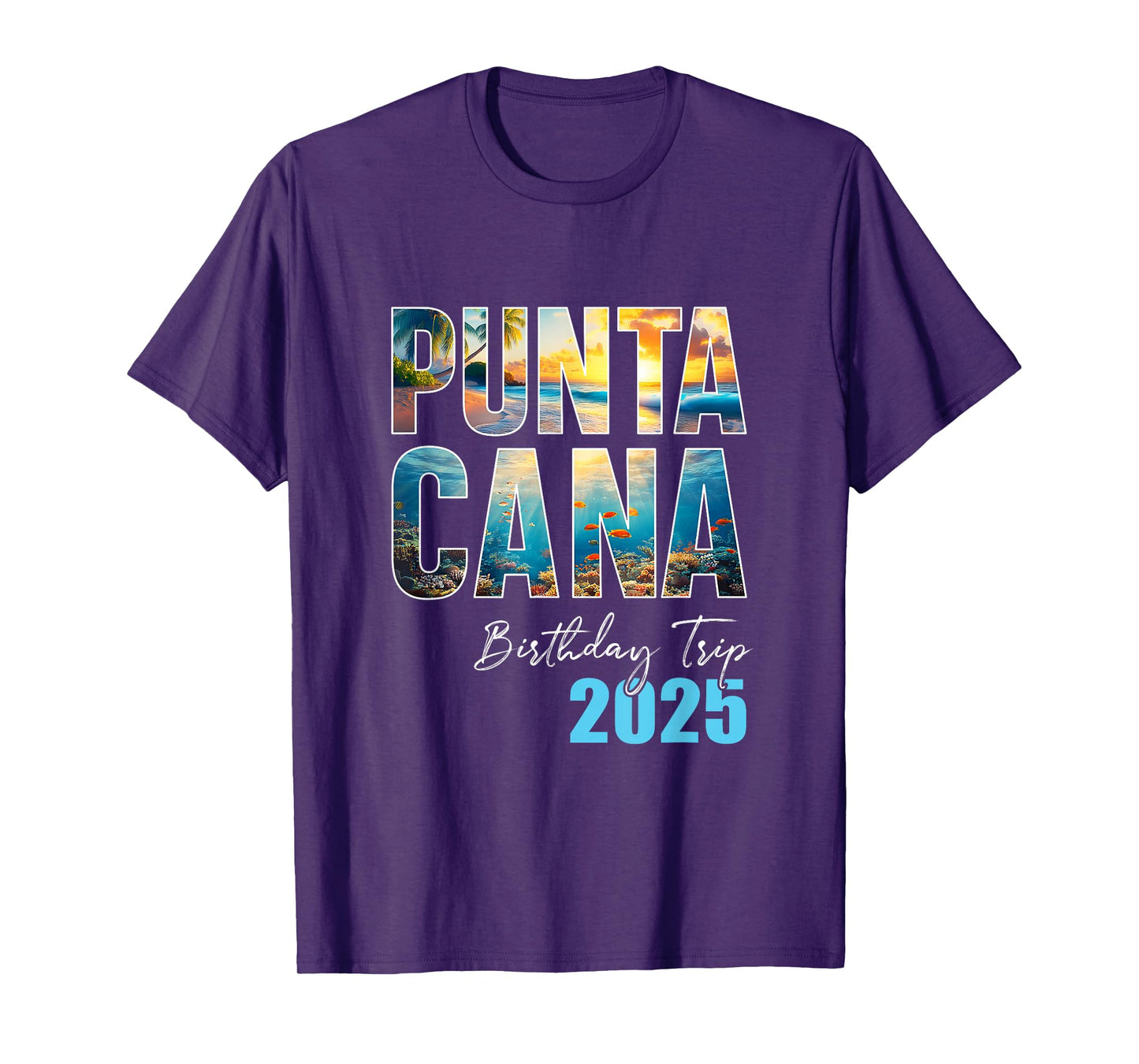 Punta Cana Birthday Trip 2025 Cruise T-Shirt - Unisex-Adult, Black, Small, Short Sleeve, Classic Crew Neck, Cotton, Polyester