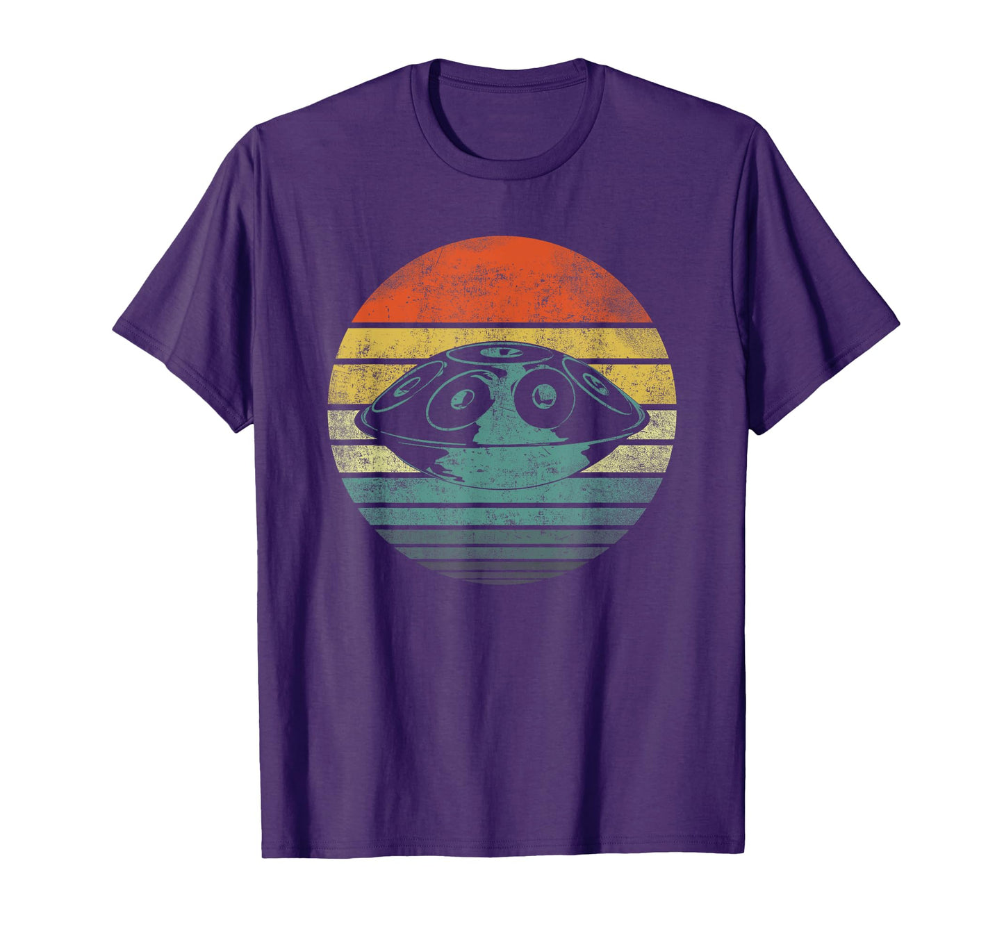 Handpan Hang Drum Musik Yoga Relax Sunset Retro T-Shirt