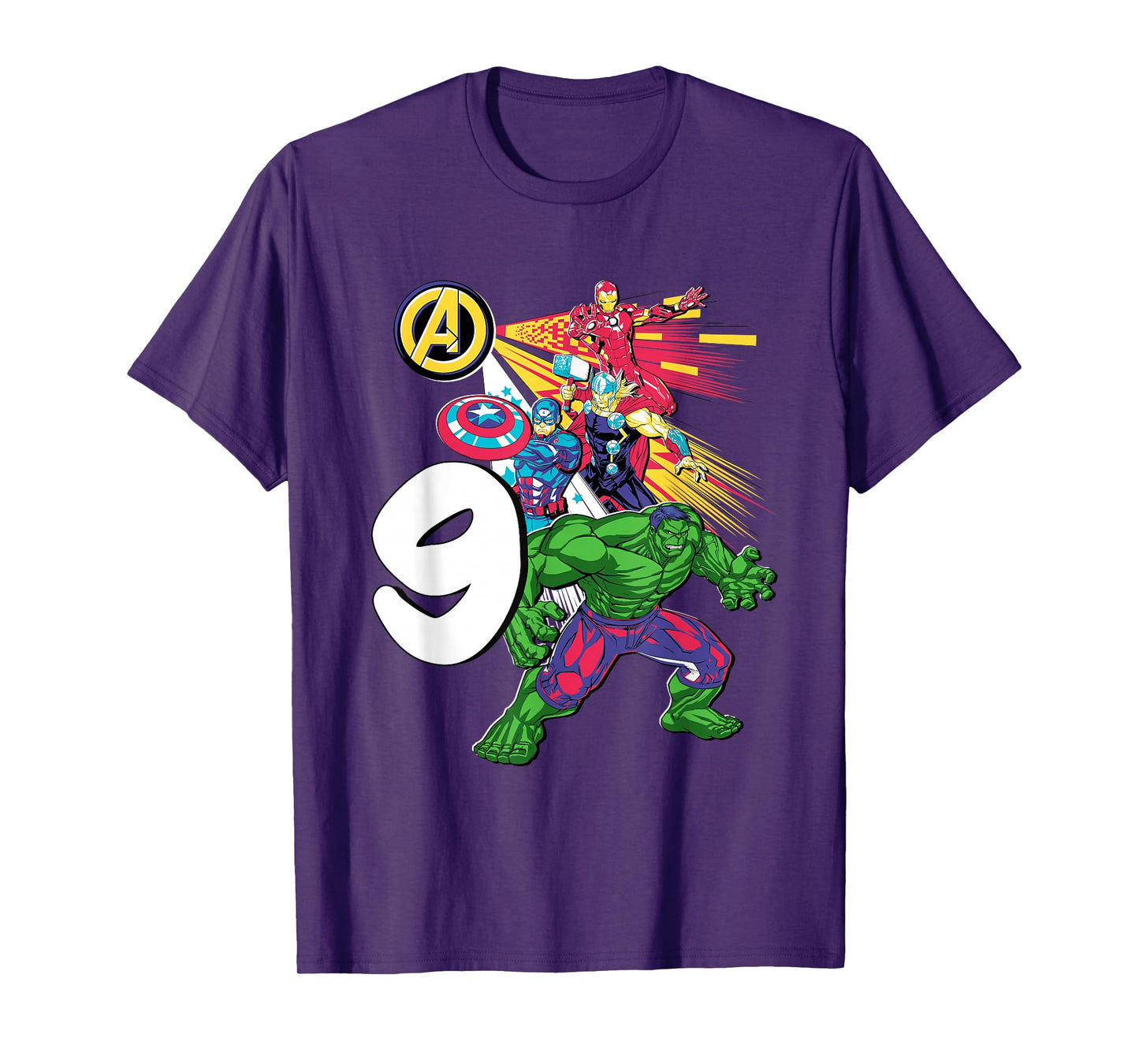 Marvel Super Heroes Avengers 9 Year Old Ninth Birthday T-Shirt