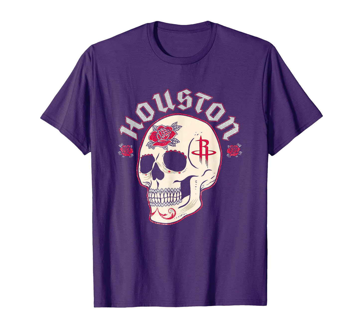 NBA Houston Rockets Halloween Floral Skull T-Shirt