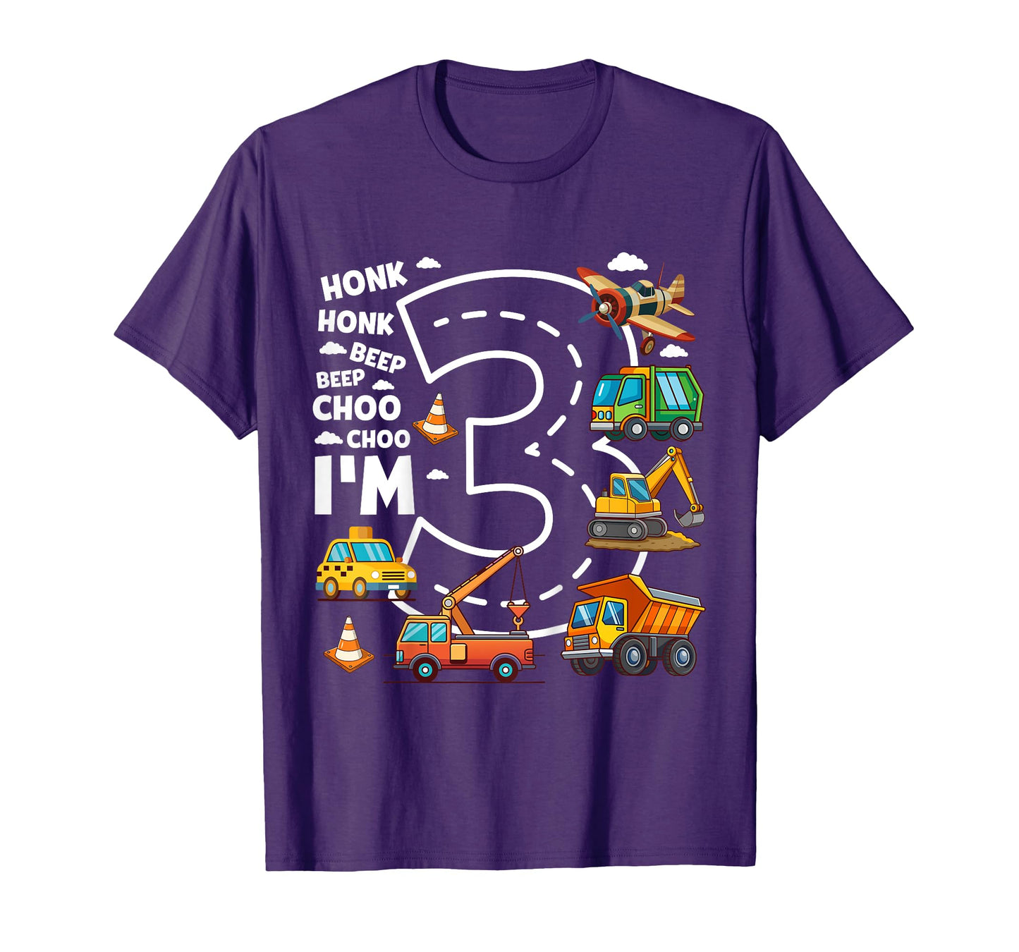 Kids 3 Year Old Transportation Birthday Boy 3rd Toddler Truck Car T-Shirt