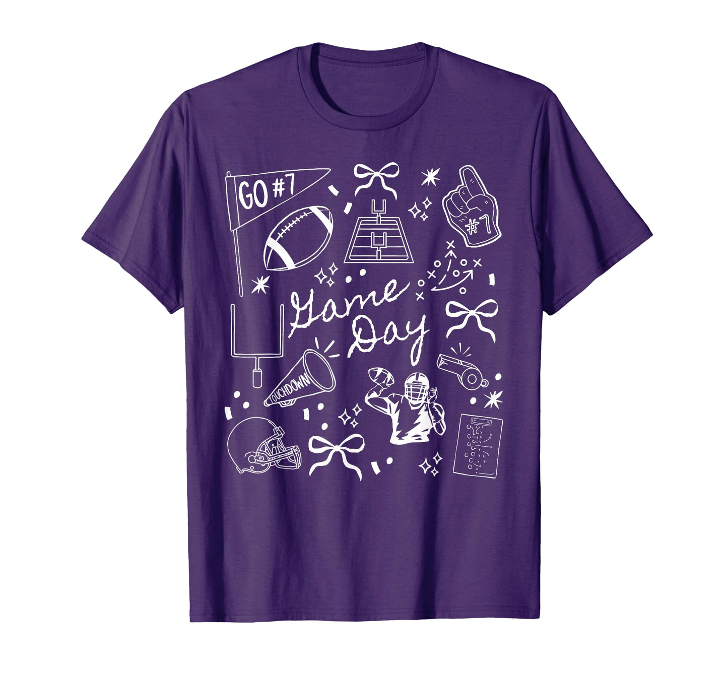 Touchdown Cheer American Football Game Day Coquette Bow T-Shirt