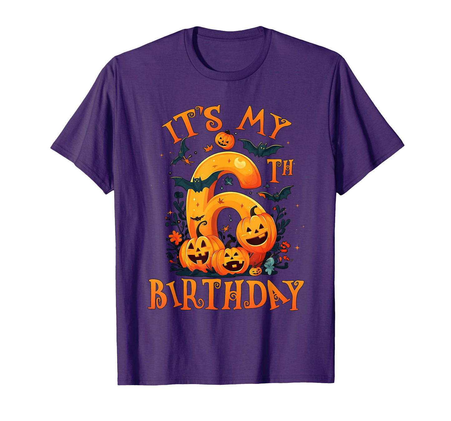 Boo It's My 6th Birthday Halloween Pumpkin 6 Years Old T-Shirt