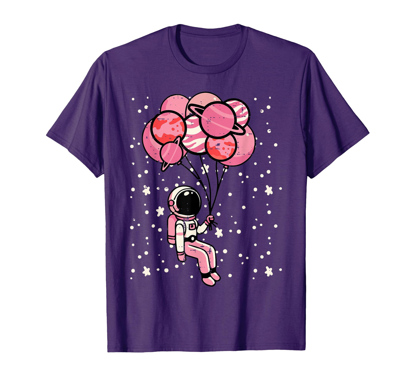 Astronaut Balloon Planets Space Galaxy Girls Kids Toddler T-Shirt