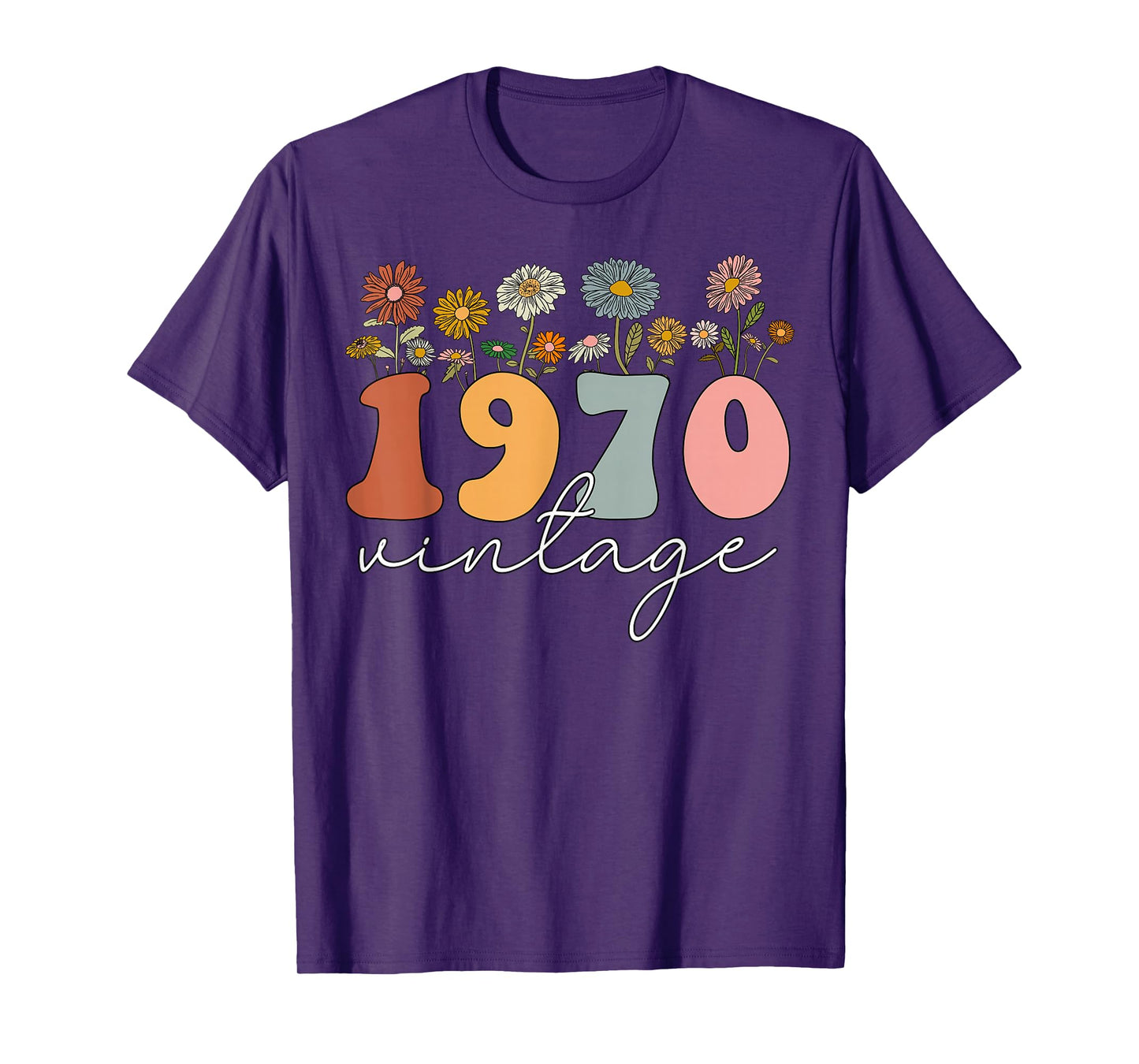 Vintage 1970 Wildflower Floral 55th Birthday Women Girls T-Shirt