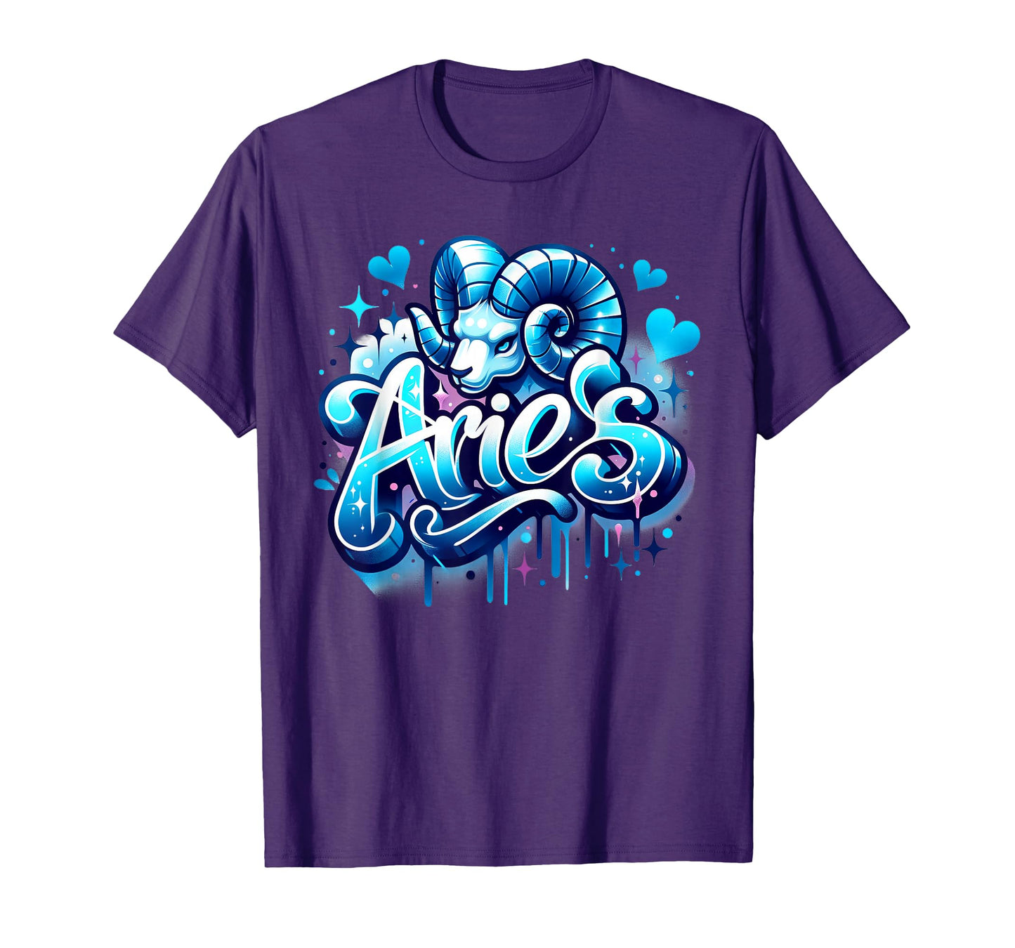 Blue Aries Zodiac Star Sign T-Shirt