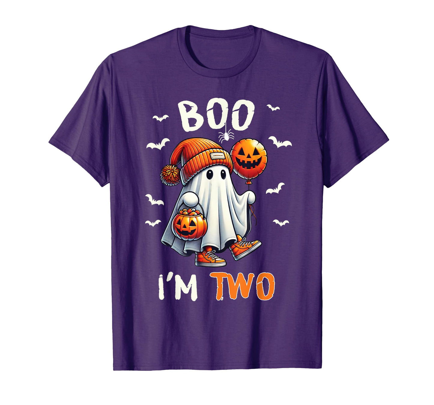 Boo I'm Two Ghost 2nd Birthday Halloween Boy Kids Groovy T-Shirt