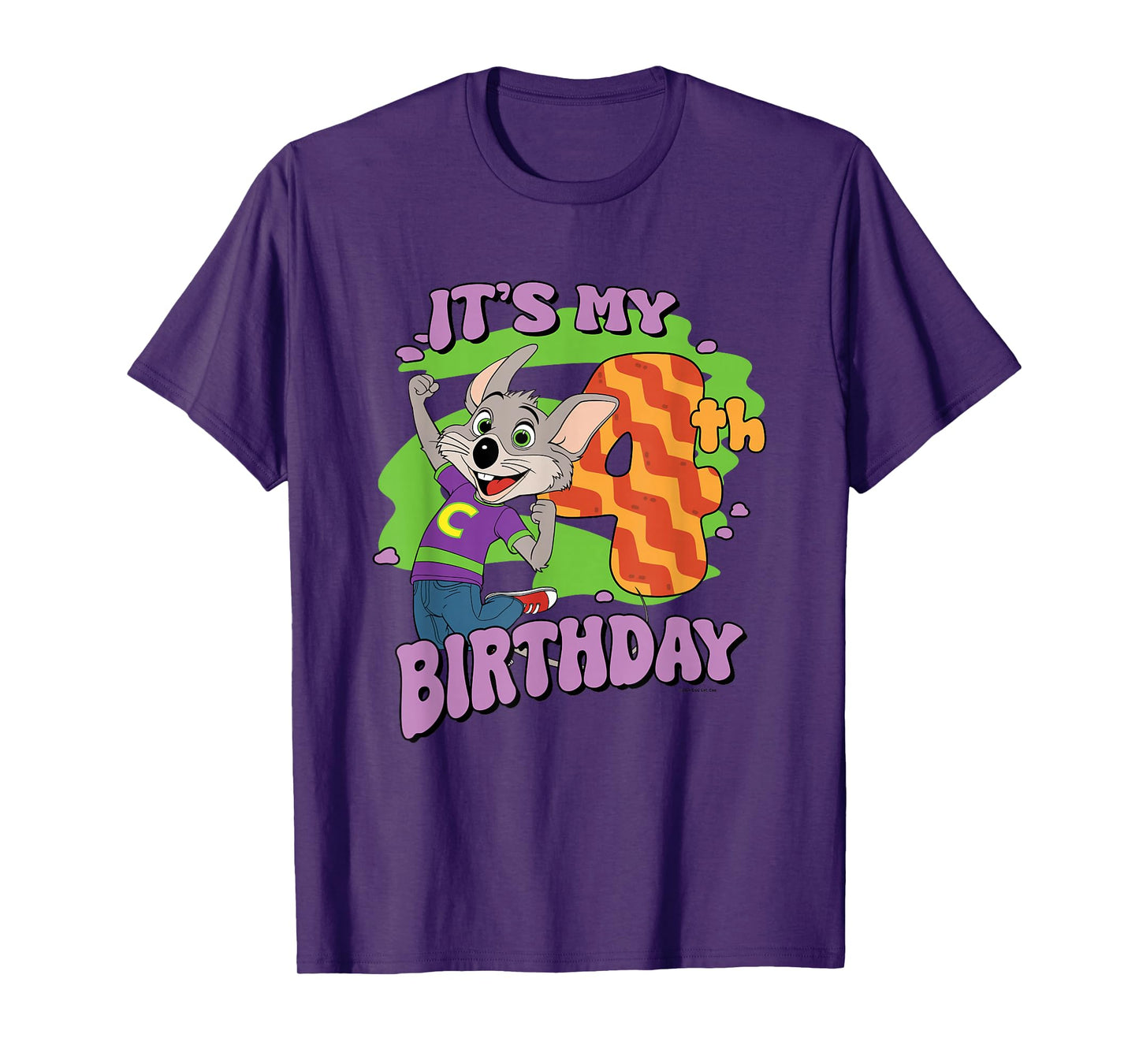 Chuck E. Cheese It's My 4th Birthday Happy Chuck Chest Logo T-Shirt