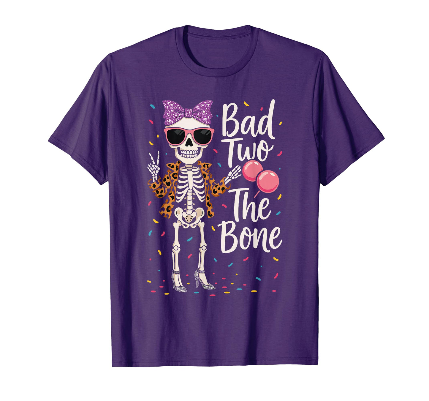 Bad 2 the Bone Outfit Girl, Funny 2nd Birthday Skeleton T-Shirt