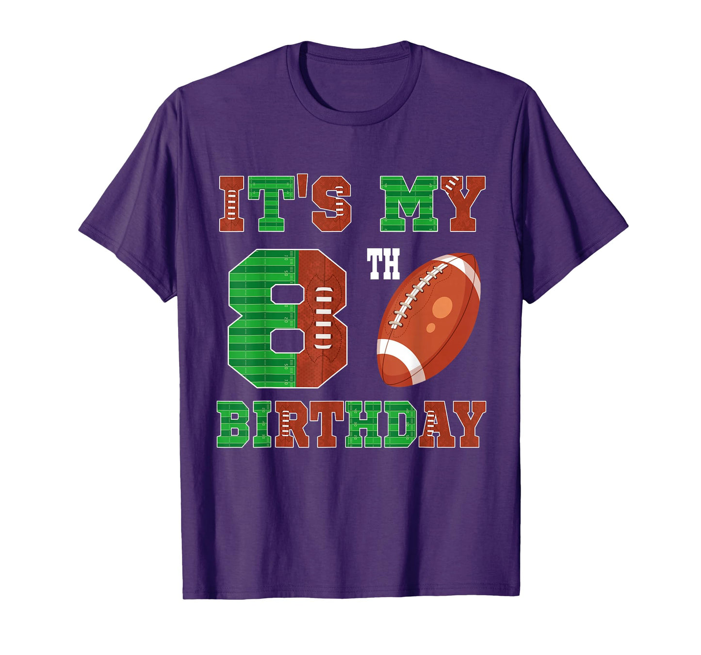 8th Birthday Football Theme 8 Year Old Football Player T-Shirt