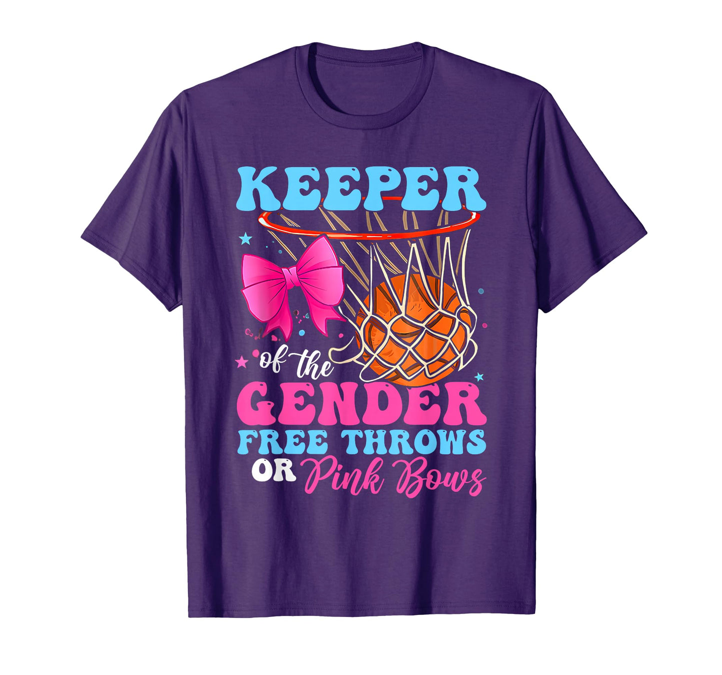 Keeper of the Gender Reveal Free Throws or Pink Bows Party T-Shirt
