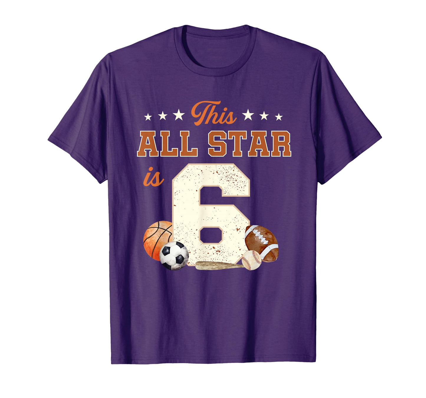 This All Star is 6 Year Old Boy 6th Birthday Sports T-Shirt
