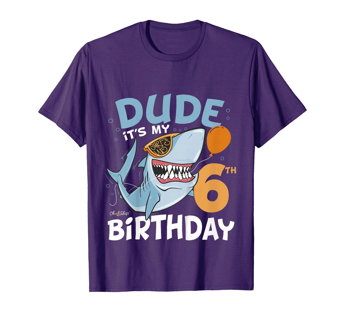 Kids Dude it's my 6th Birthday - Fun Shark 6th Birthday Boy T-Shirt