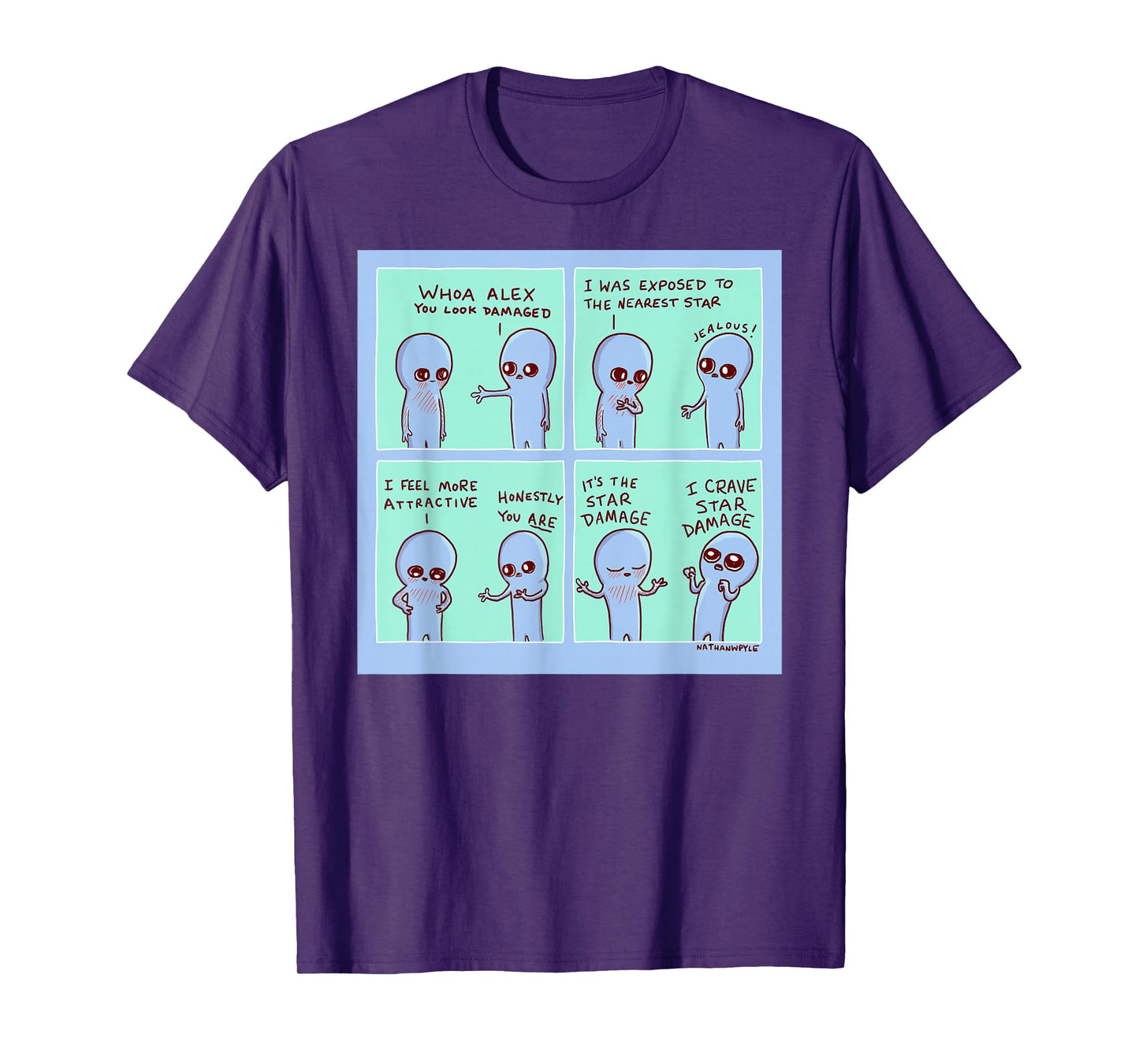 Threadless Nathan W. Pyle Strange Planet Star Damage Graphic T-Shirt