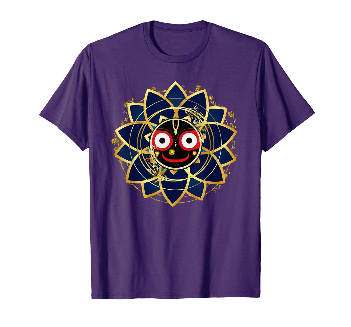 Ubika Blue and Gold Jagannath Hindu Hare Krishna T-Shirt, Small