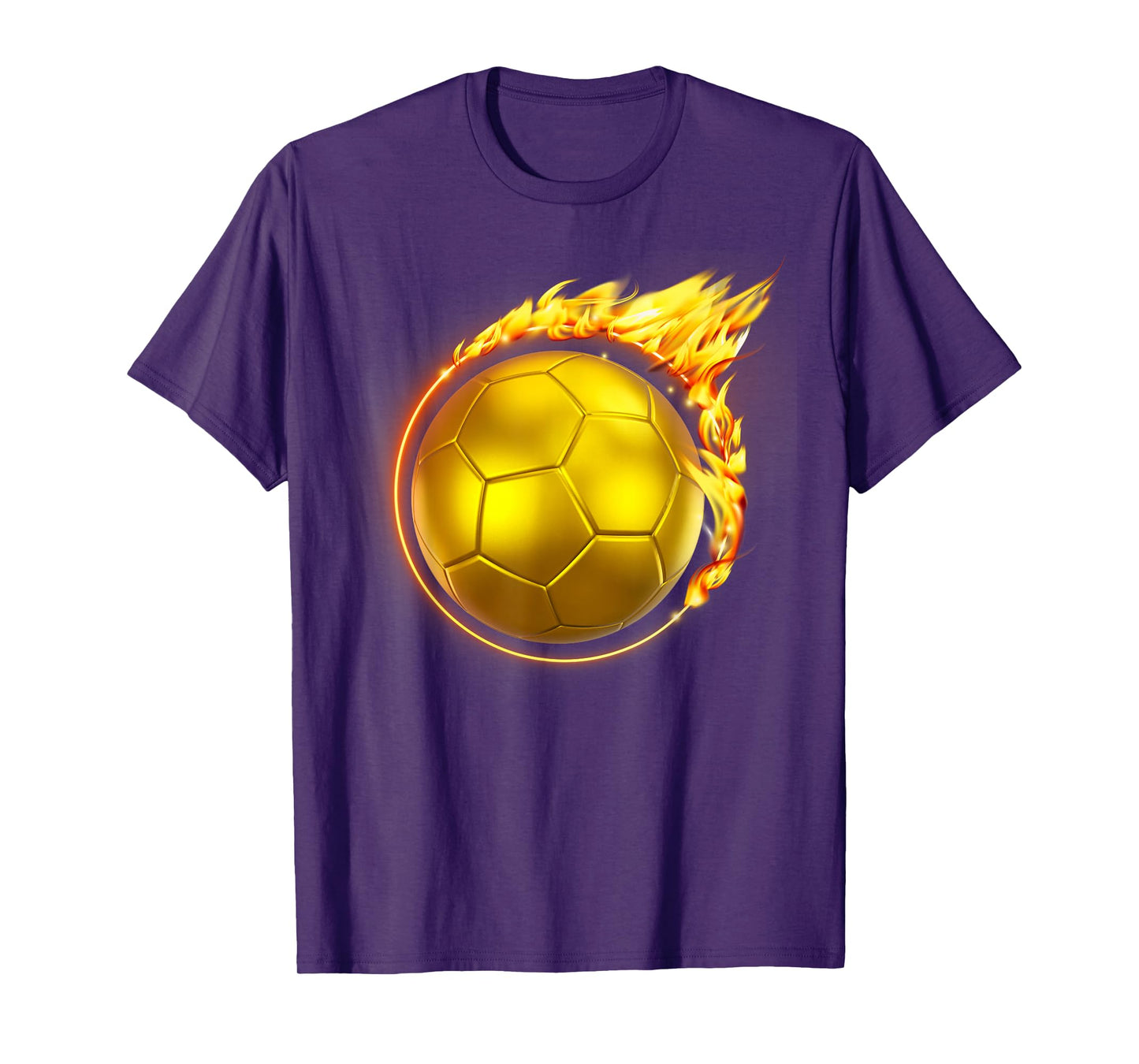Gold Soccer Ball Flames Flaming Flying Soccer Ball on Fire T-Shirt