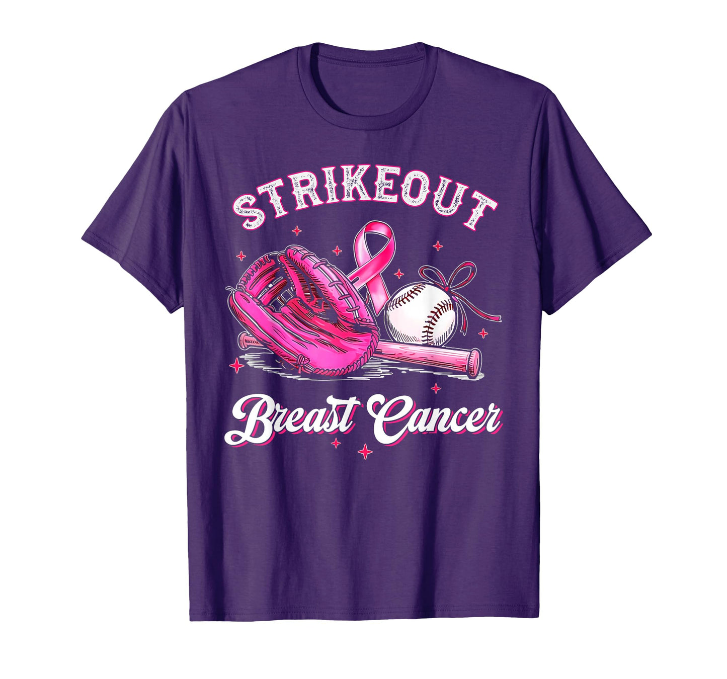 Strike Out Breast Cancer Baseball Fight Awareness Men Women T-Shirt