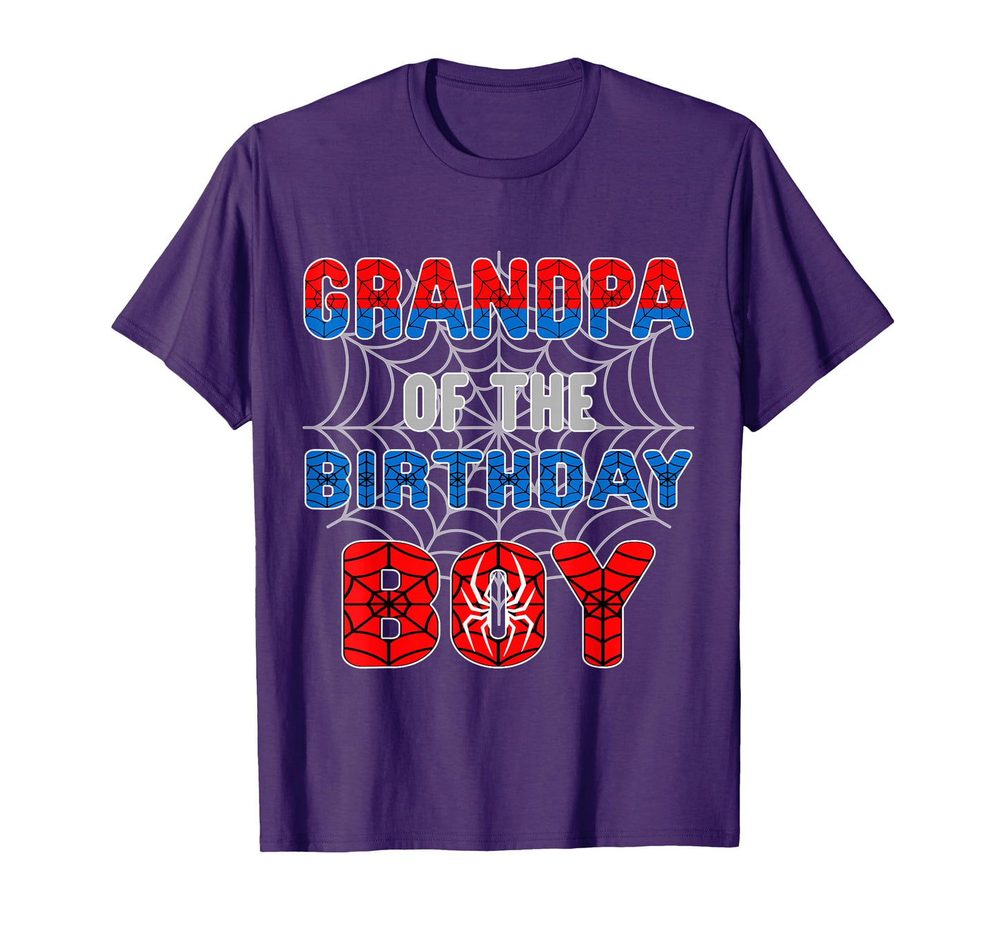 Spider Web Birthday Party Grandpa of The Birthday Boy T-Shirt