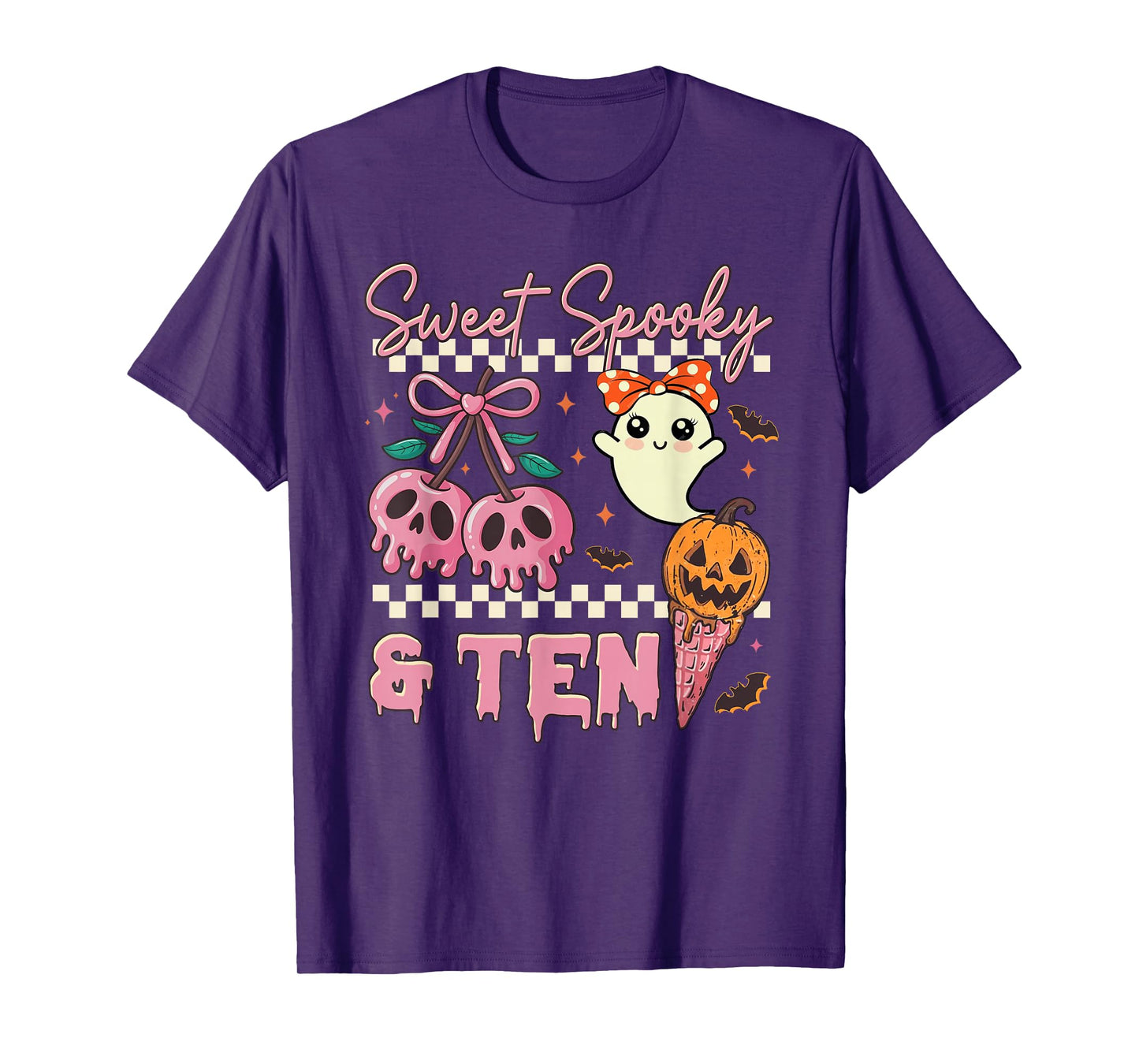Sweet Spooky and Ten Cute Ghost 10th Birthday Halloween T-Shirt