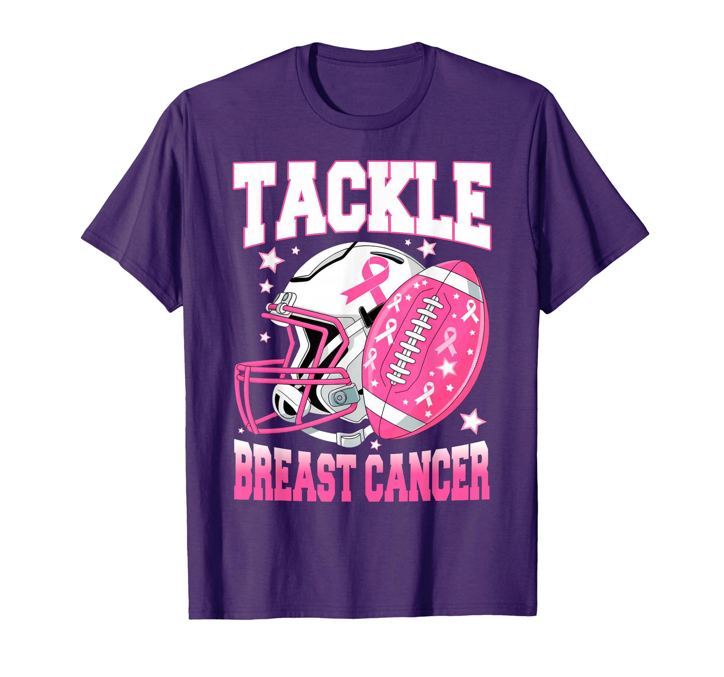 Tackle Breast Cancer Awareness American Football Pink Ribbon T-Shirt