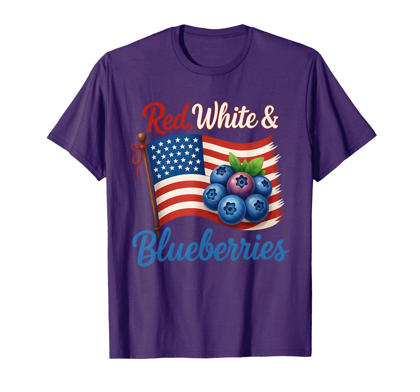 Red White Blueberries Funny Patriotic USA Flag Vintage T-Shirt