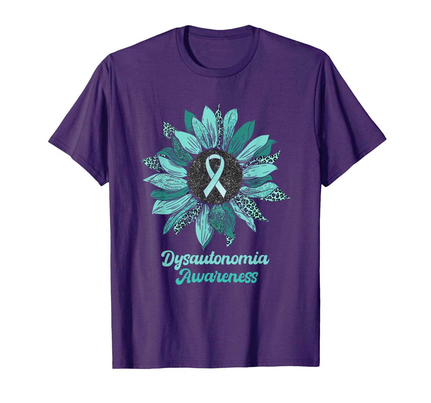 Leopard Sunflower Dysautonomia Awareness Warrior Support T-Shirt