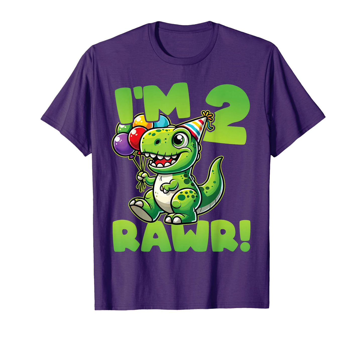 Dinosaur 2nd Birthday I'm Two Rawr Cute T-Rex Party T-Shirt
