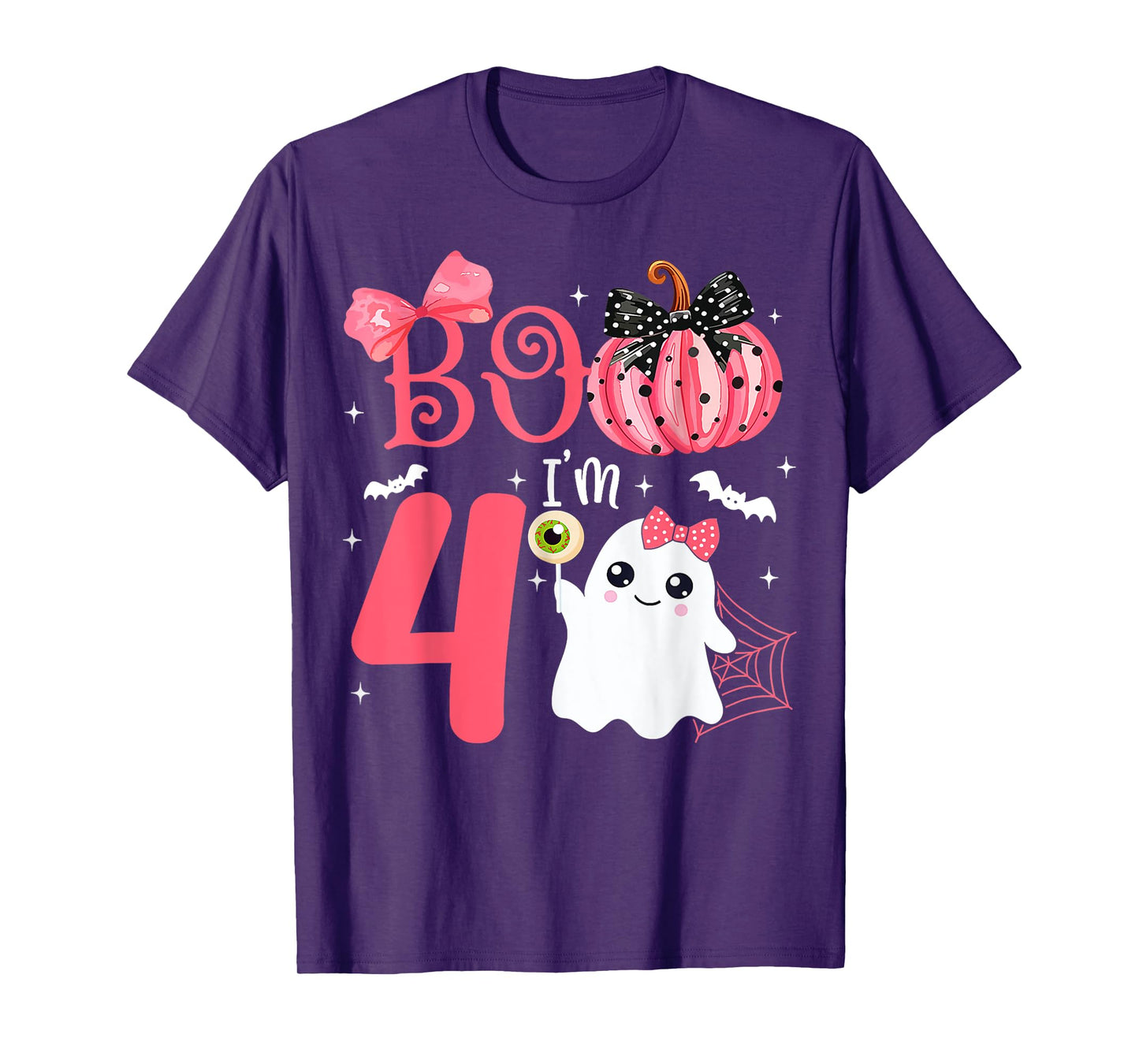 Boo I'm 4 Years Old Ghost 4rd Birthday Halloween Ghost Girls T-Shirt