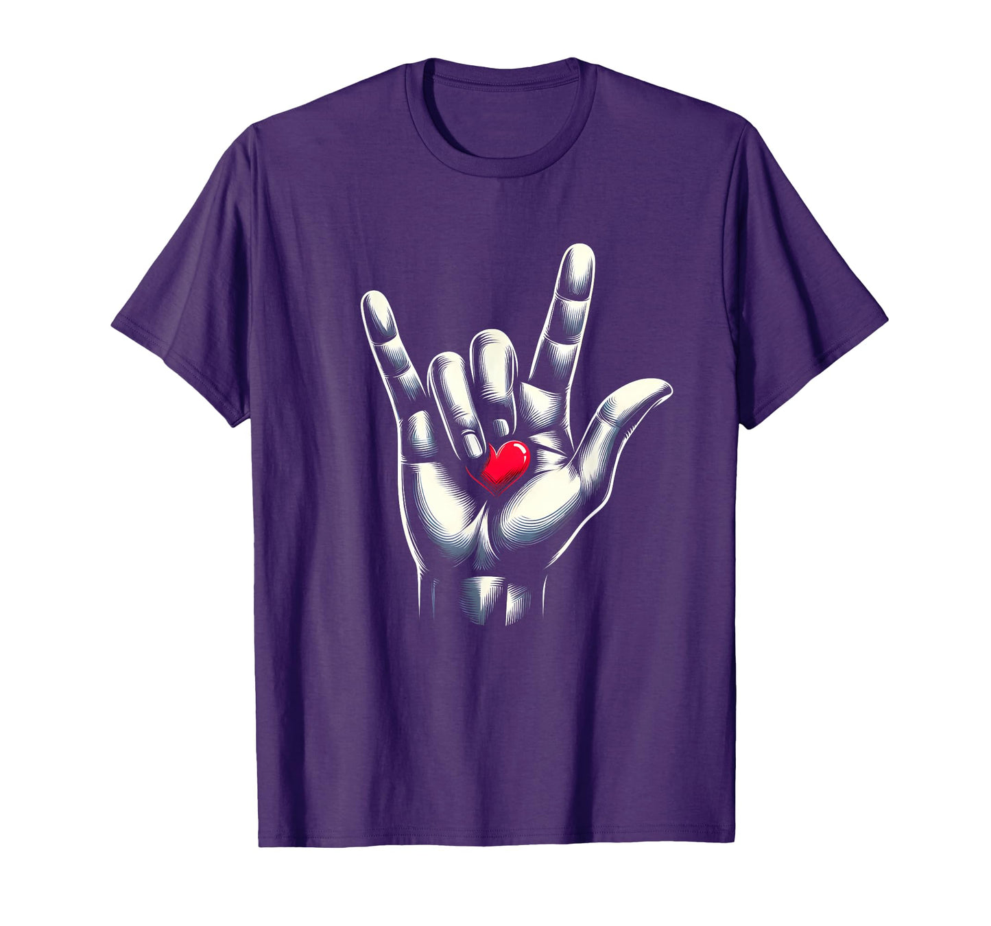 ASL I Love You Hand Sign Language Heart Valentines Day T-Shirt