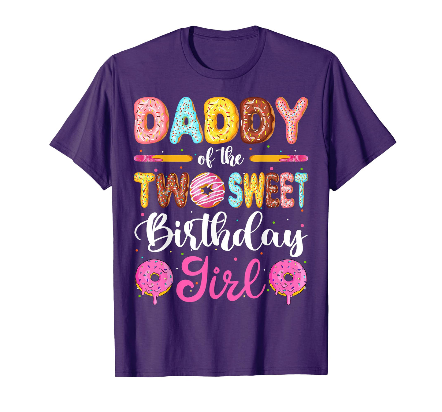Daddy Of The Two Sweet Birthday Girl Donut 2nd Birthday T-Shirt