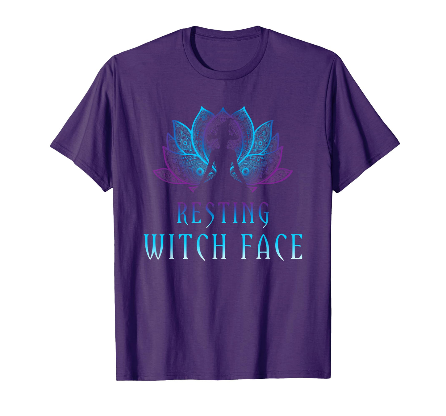 Resting Witch Face Lotus Funny Halloween Yoga Witch Costume T-Shirt