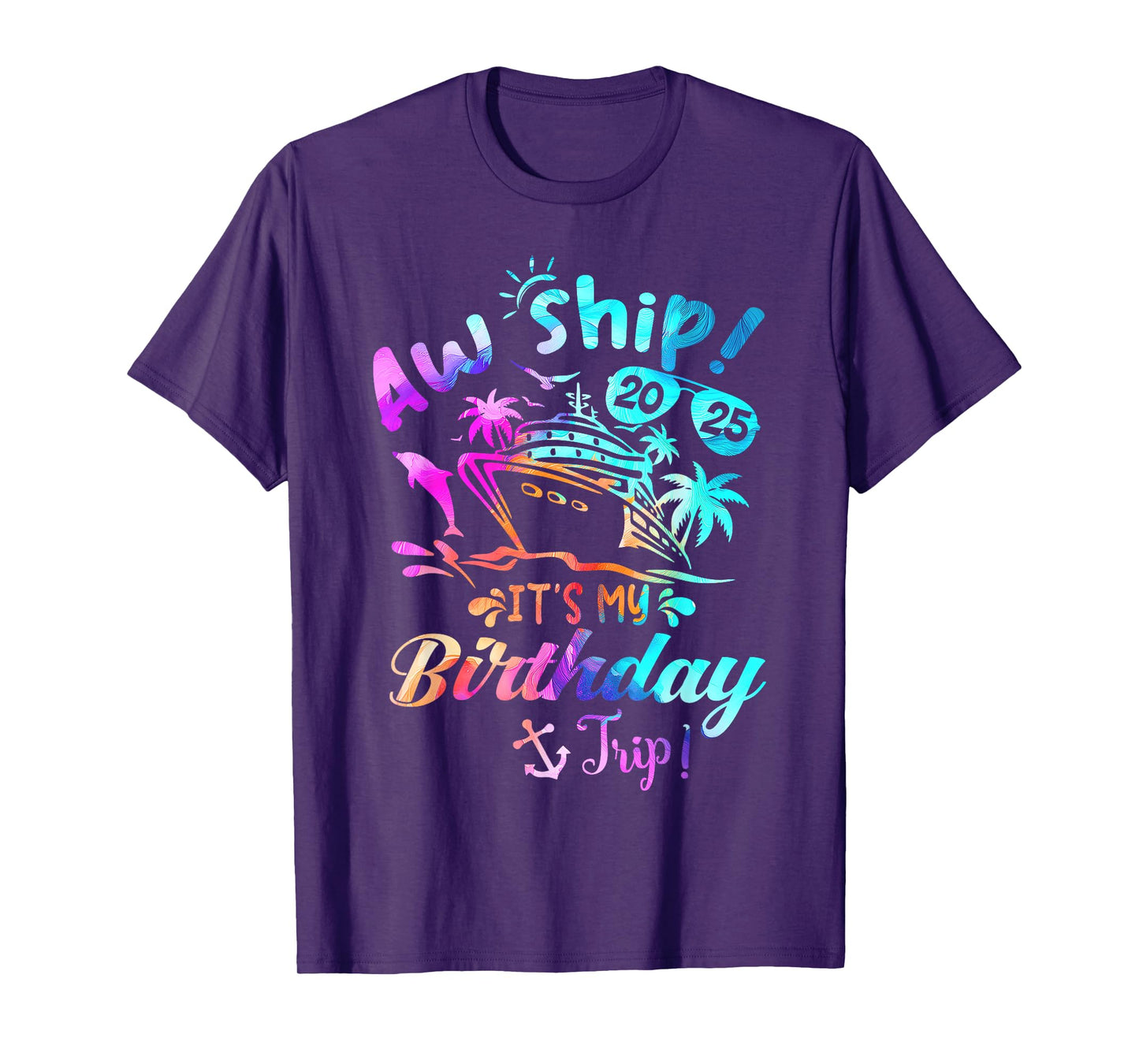 Birthday Cruise Ship Trip Summer Vacation Tees Unisex-Adults Kids Black Small T-Shirt